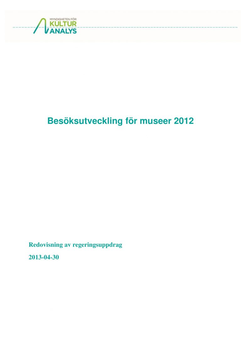 Omslagsbild Besöksutveckling för museer 2012