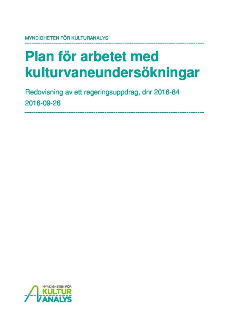 Omslagsbild Plan för arbetet med kulturvaneundersökningar
